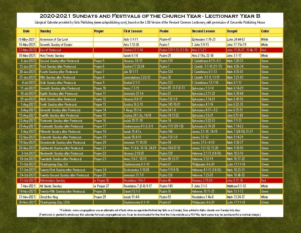 Lectionary Calendar Umc 2024 Daryn Emlynne