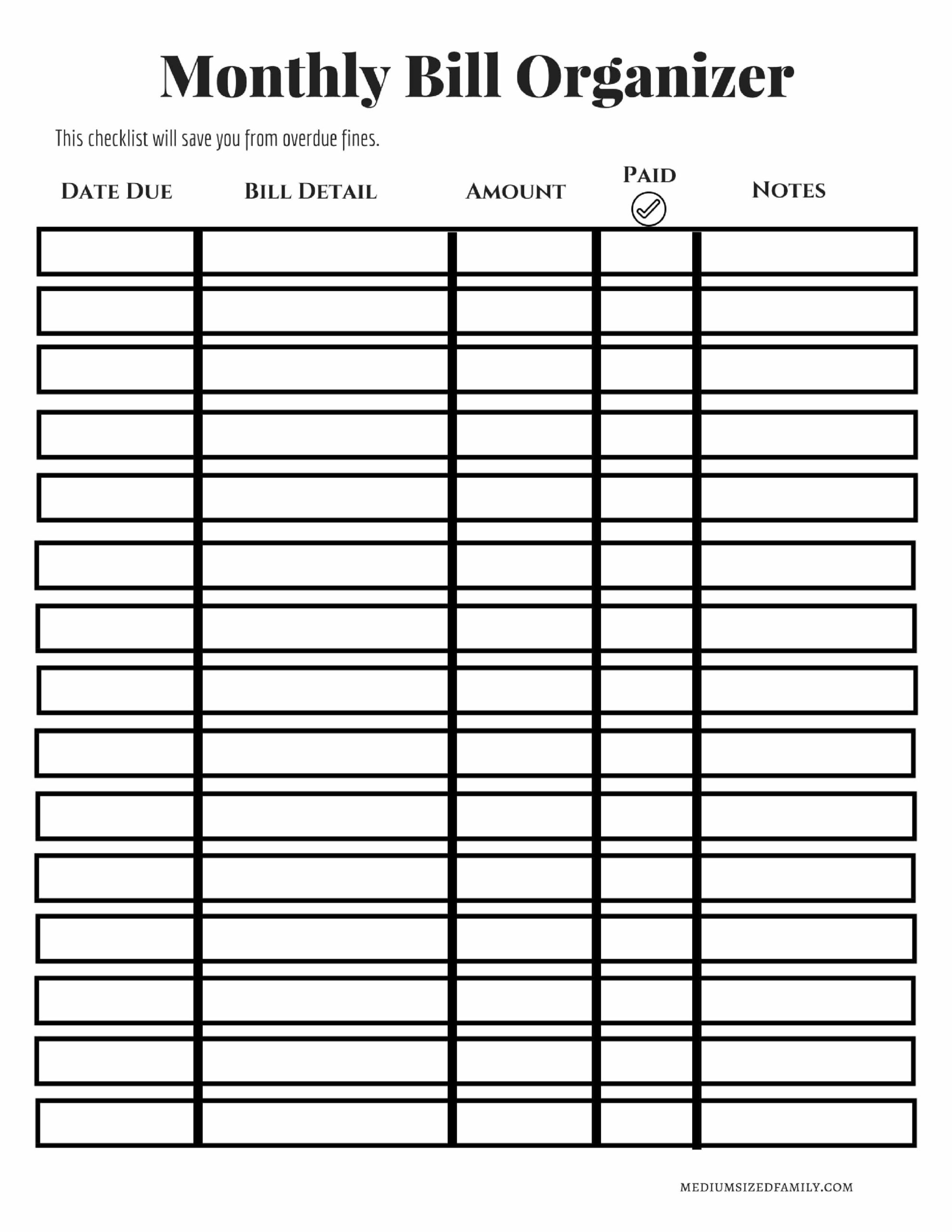 Monthly Bill Organization - The Free Monthly Bill  Monthly Bill Printable Free