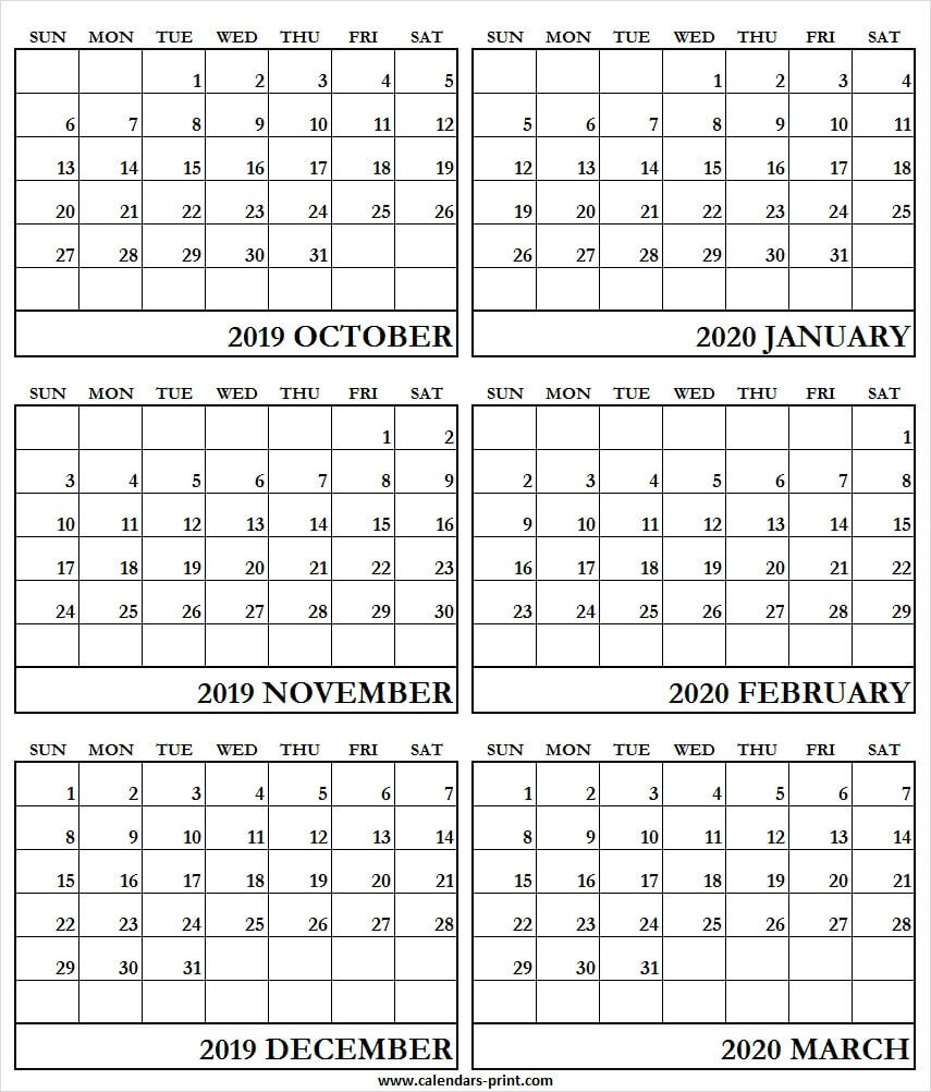 Print 6-Month Calendar 6 Free | Example Calendar Printable  Free 6 Month Calendar Template