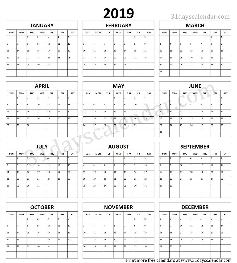 Print Year Calendar One Page | Calendar Printables Free  Free Printable Calendars Large Print