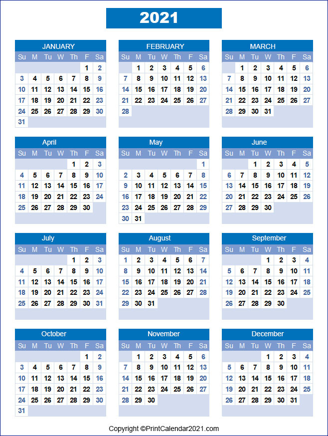 Printable 2021 Calendarmonth  Free Blank Printable Monthly Calendar 2021