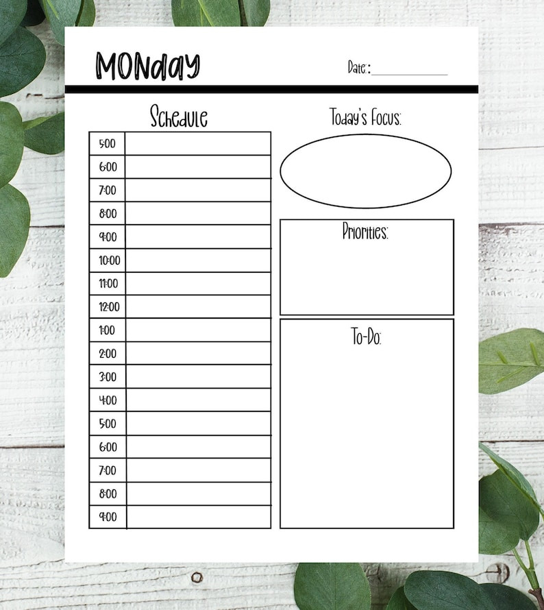 Printable 7 Day Planner Daily Hourly Planner Printable | Etsy  7 Day Weekly Planner