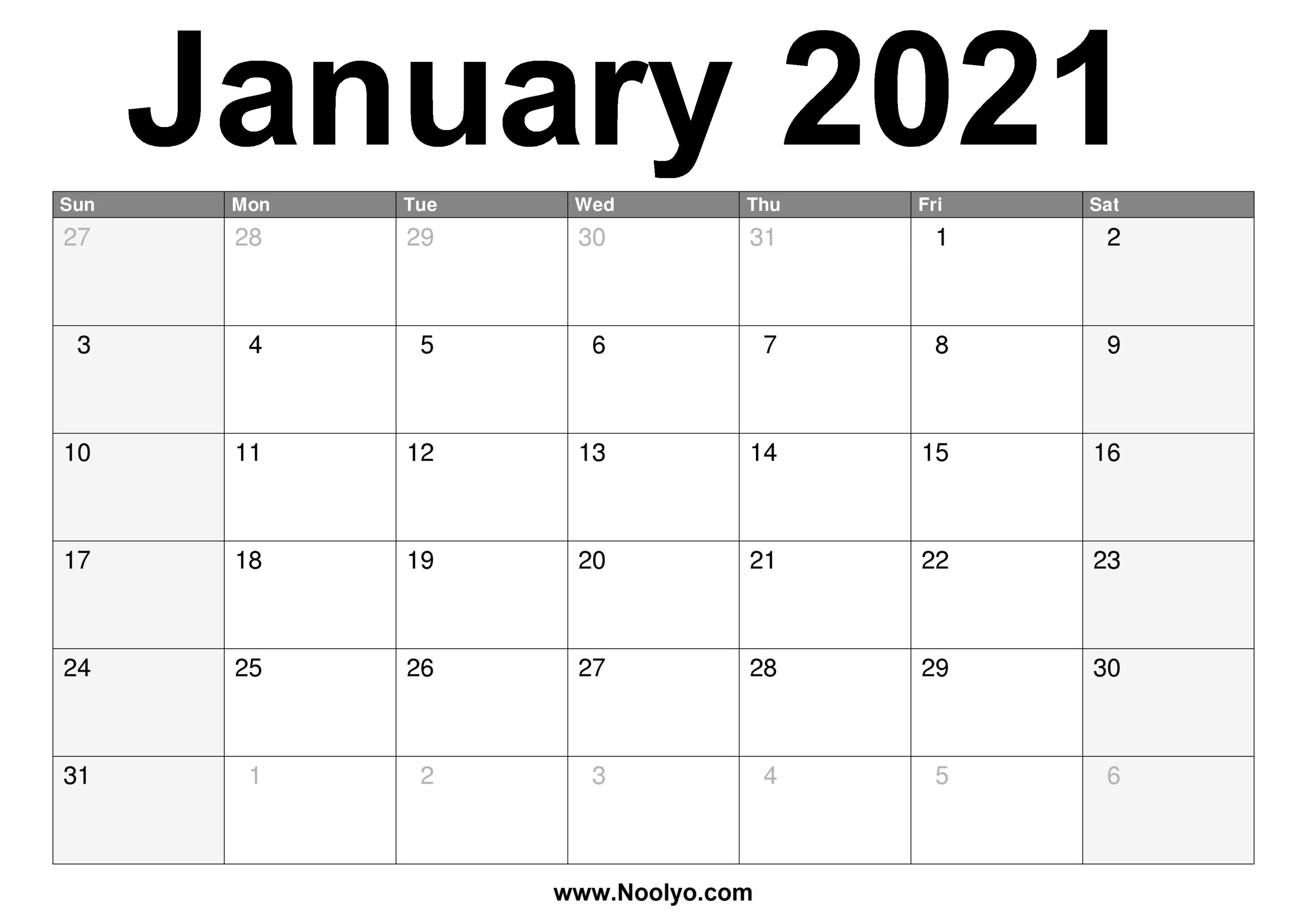 Printable A4 Monthly Calendar 2021 | Free 2021 Printable  Free Blank Printable Monthly Calendar 2021