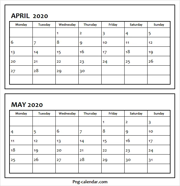 Printable Calendar April May 2020 In 2020 | Printable  Free Printable Calender April And May