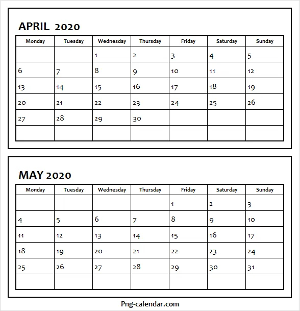 Free Printable Calender April And May - Template Calendar Design