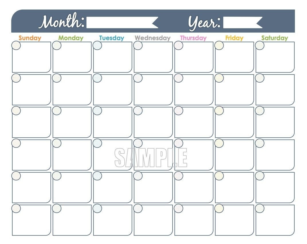 Editable Blank Calendar Template Template Calendar Design