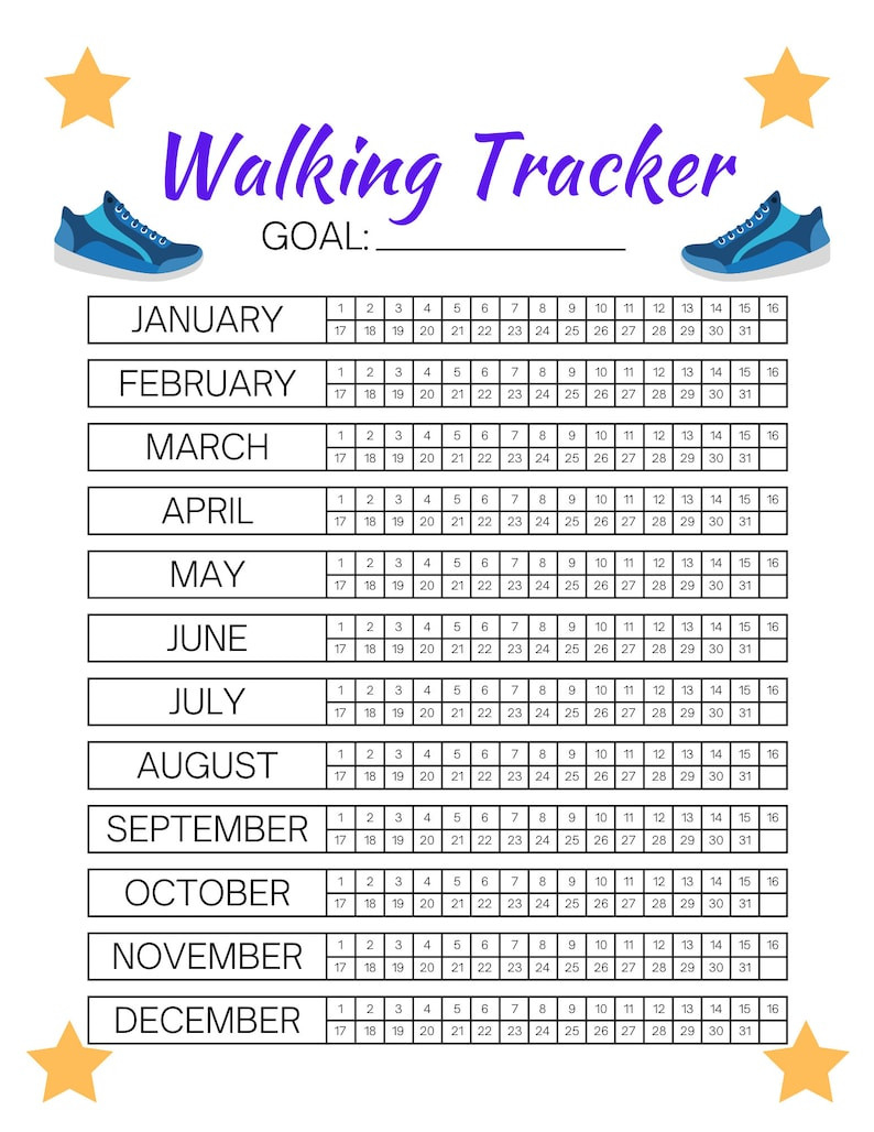 Run Walk Fitness Tracker And 100 Day Challenges Printables  Fitness Challenge Tracker
