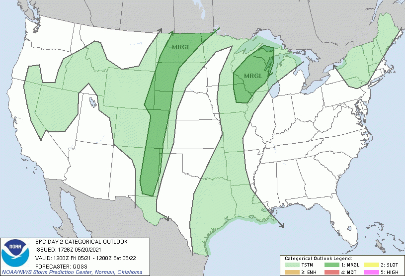 Spc May 20, 2021 1730 Utc Day 2 Convective Outlook - Wx  2021 Kansas Deer Hunting Outlook