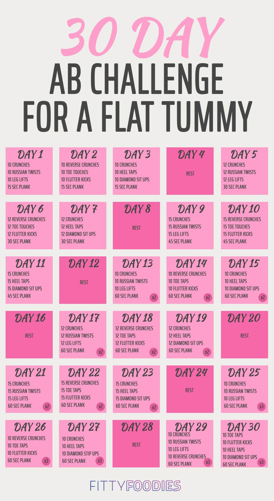 Printable 30 Day Exercise Challenges Template Calendar Design