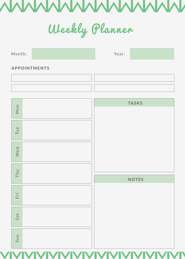 Top 7 Free Weekly Planner Templates Formats | Every Last  Editable 7 Day Planner