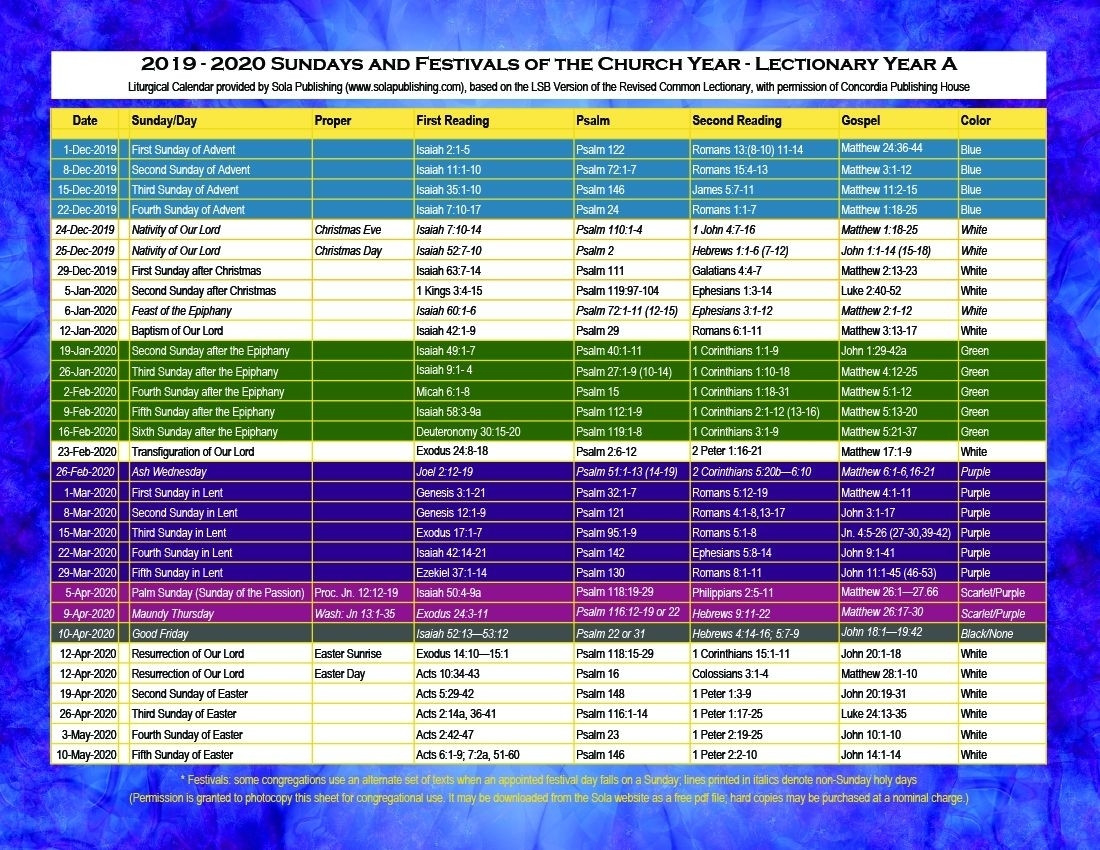 United Methodist Church Parament Colors | Calendar  Lectionary Readings 2021 United Methodist