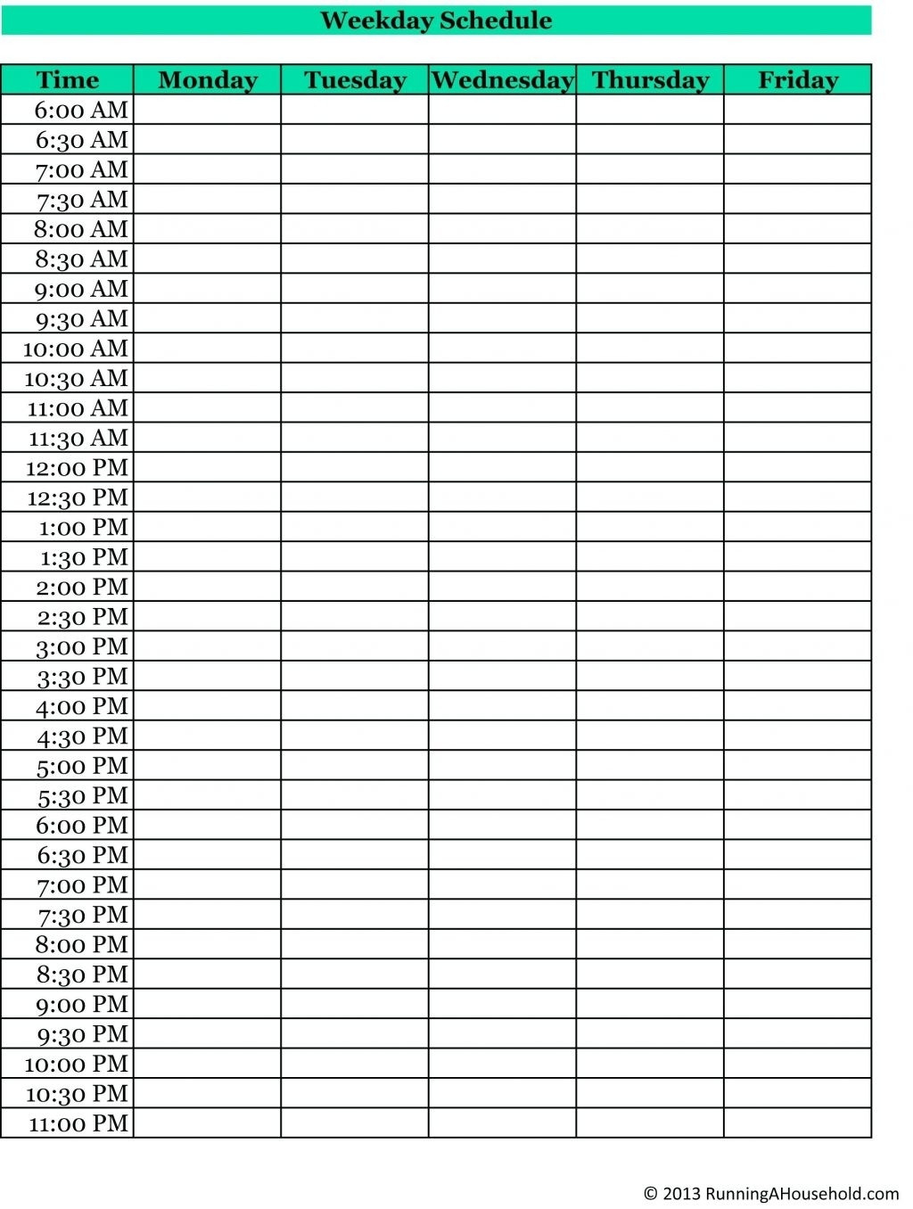 Weekday Schedule With Time Slots - Calendar Inspiration Design  Free Excel Calendar Template Time Slots