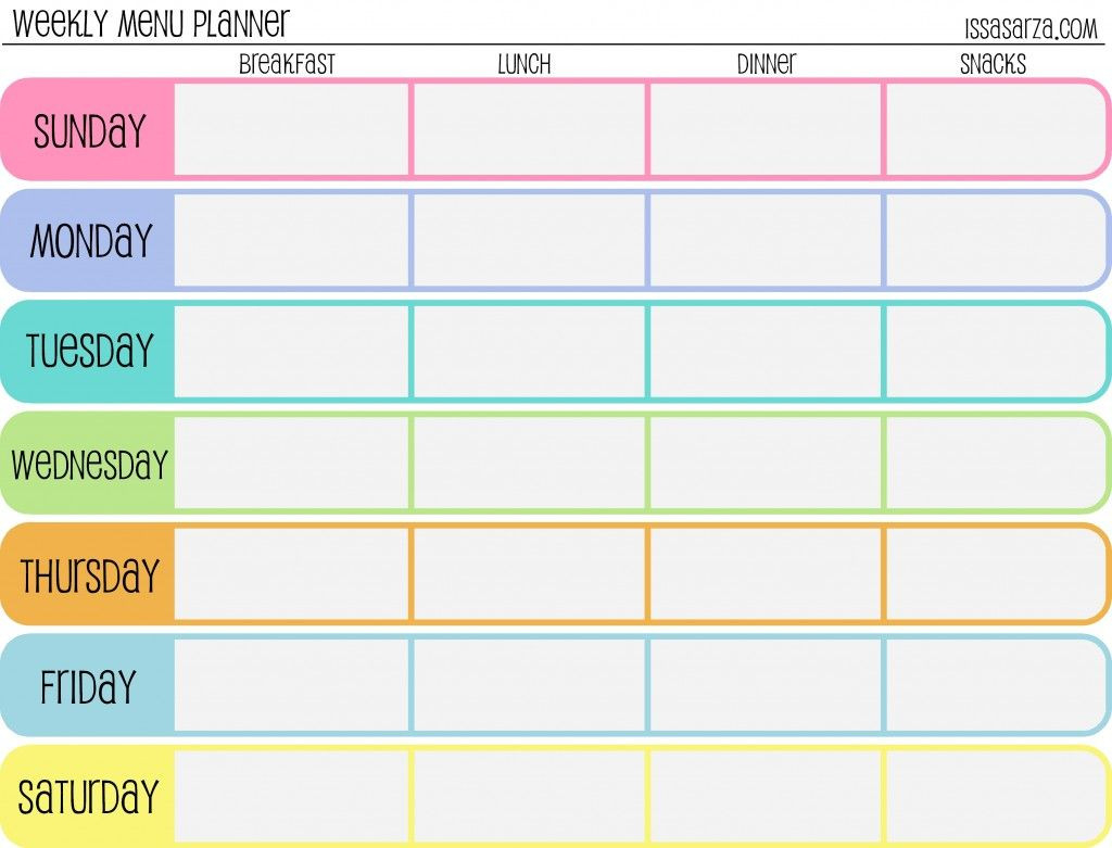 Weekly Calendar Fill In  Blank Weekly Schedule Planner