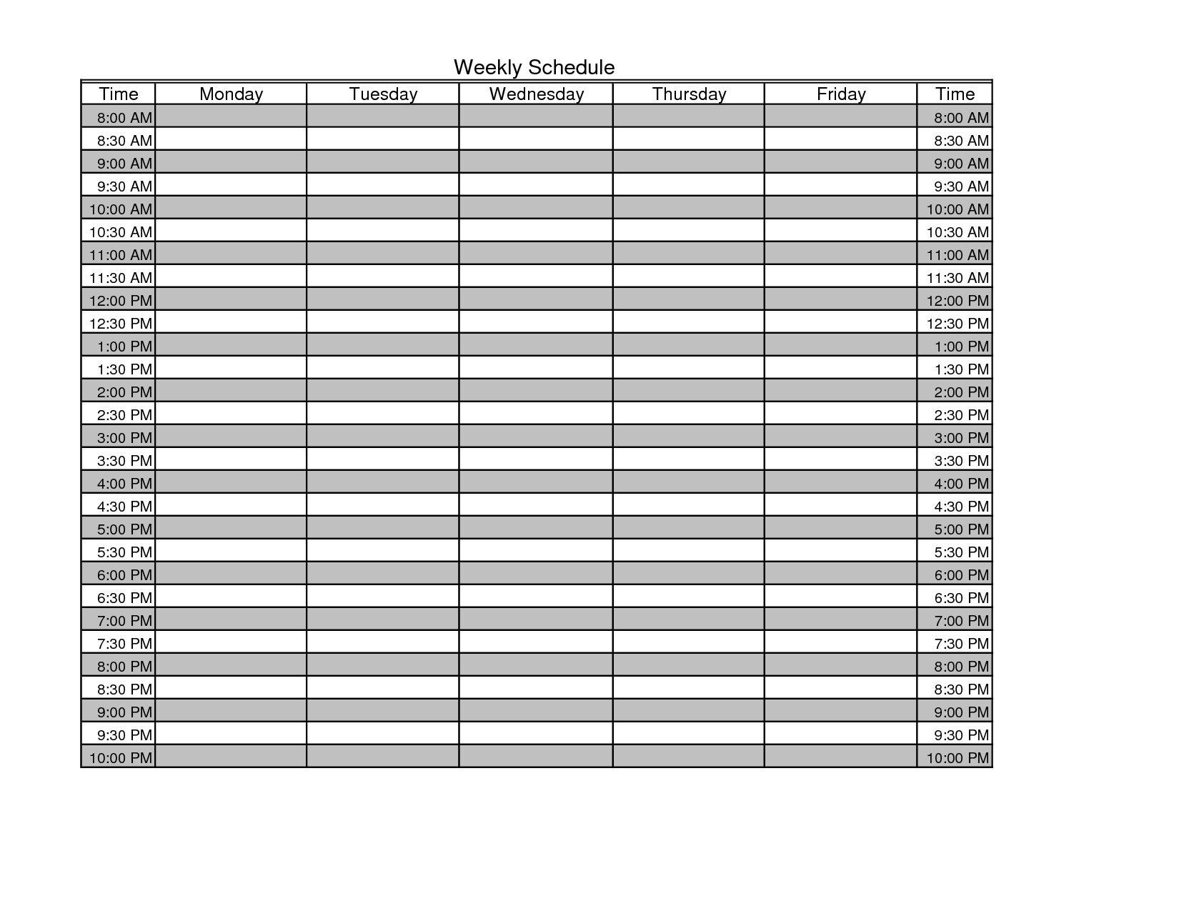 Weekly Calendar With Time Slots Template | Calendar  Printable Calendar With Time