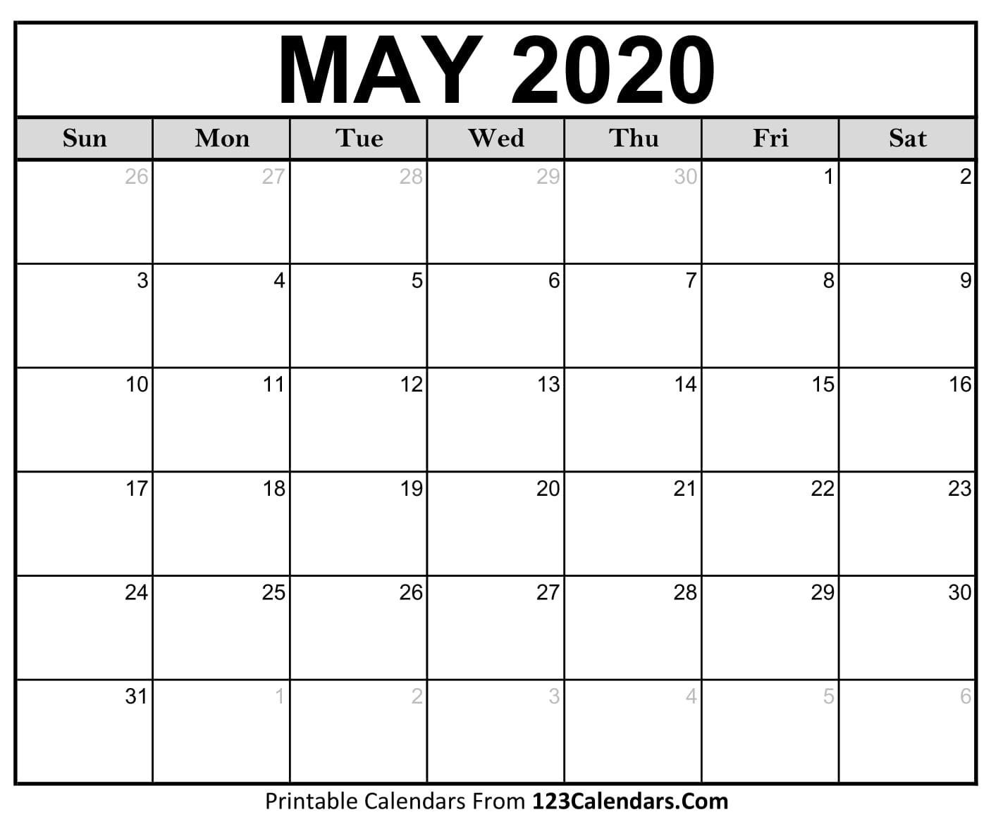 Where I Print A Full Page Monthly Calendar For 2020  Free Full Page Monthly Calendar Printable