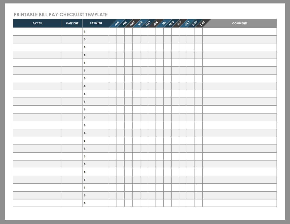 12 Free Payment Templates | Smartsheet  Monthly Bill Payment Worksheet Pdf