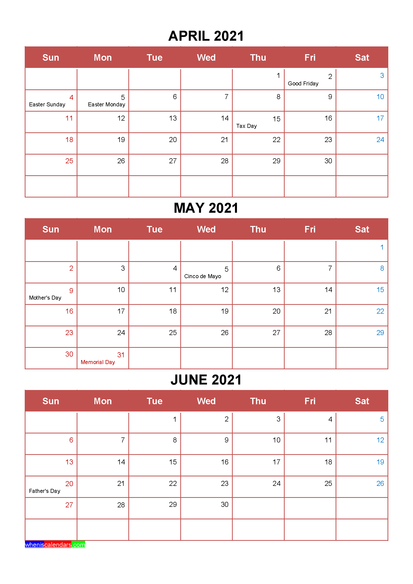 12 Month 2021 Quarterly Calendar  May 31St Each Year Is What On The Financial Callendar