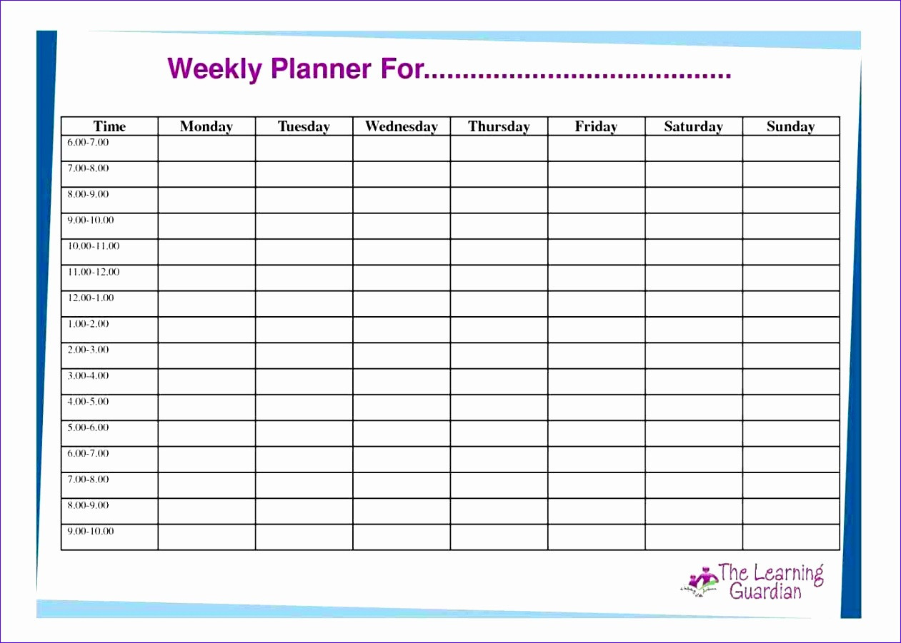 14 Hourly Planner Template Excel - Excel Templates  Printable Weekly Calendars Excel