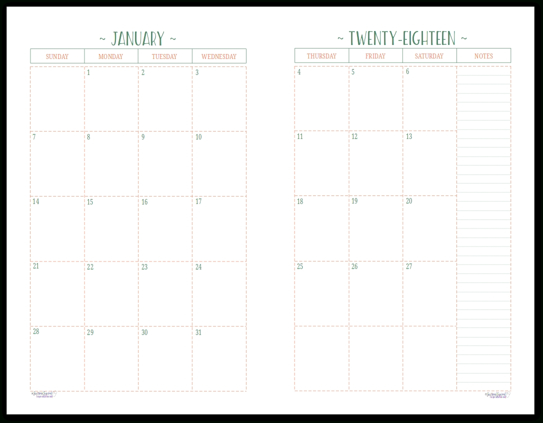 2 Page Monthly Planner Template | Example Calendar Printable  Single Month Calendars To Print
