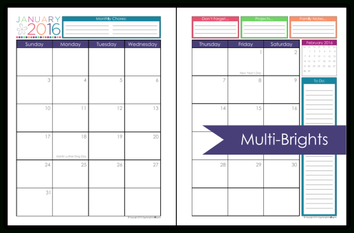 2016 Printable Planner 2017 Organizing Homelife  Free Printable Purse Size Calendars