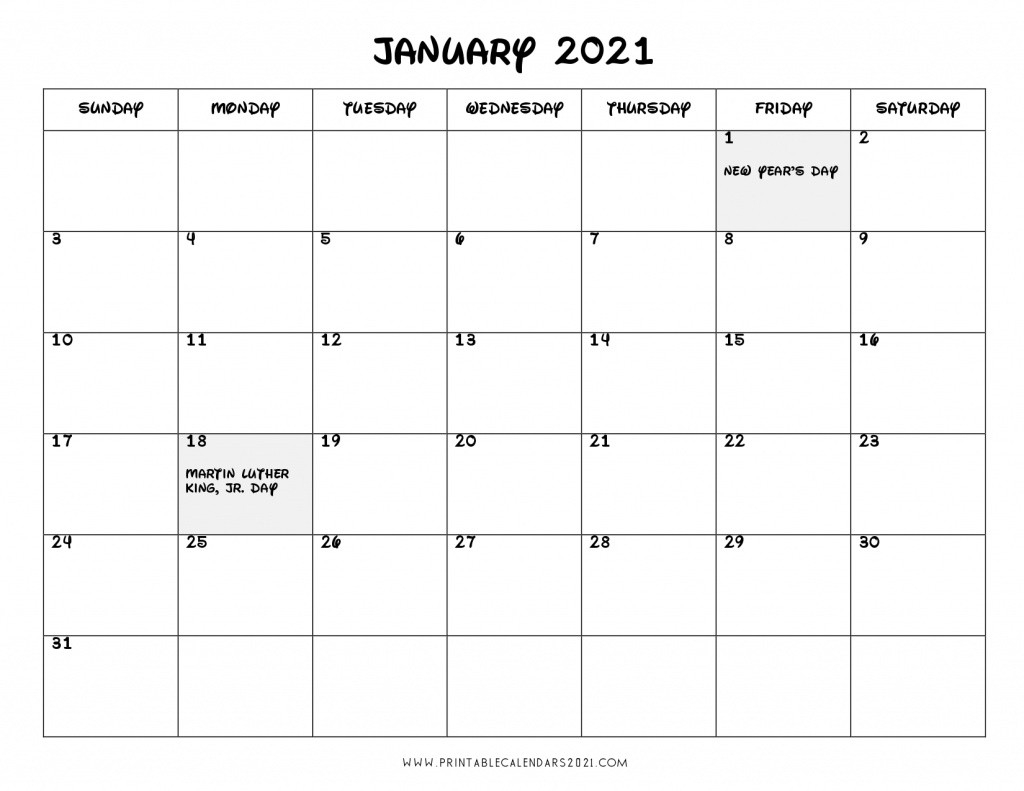 2021 Calendar One Month Per Page - Us Holidays 12 Month Pdf  Single Month Calendars To Print
