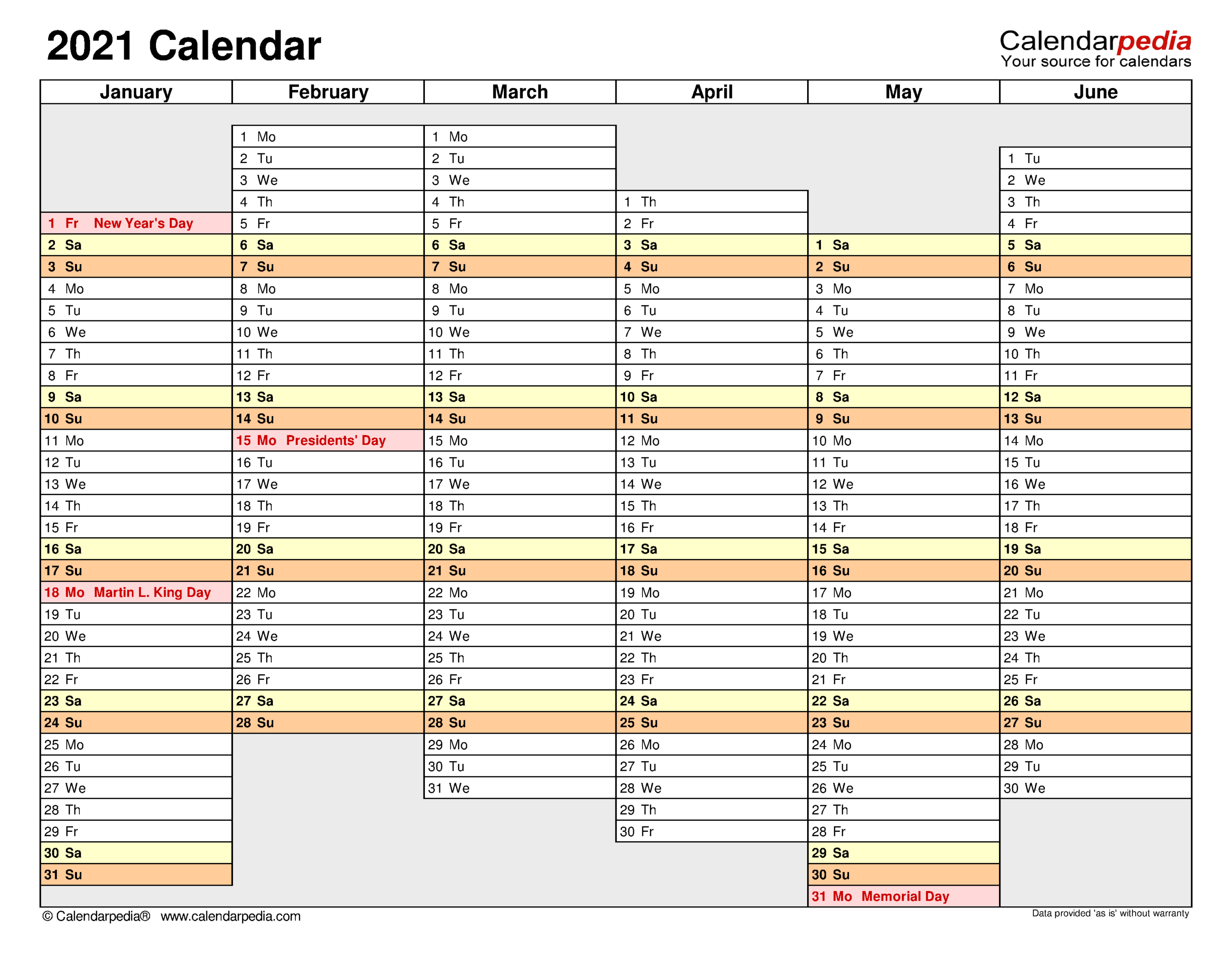 2021 Year Planner Printable  Whole Year Calendar Template