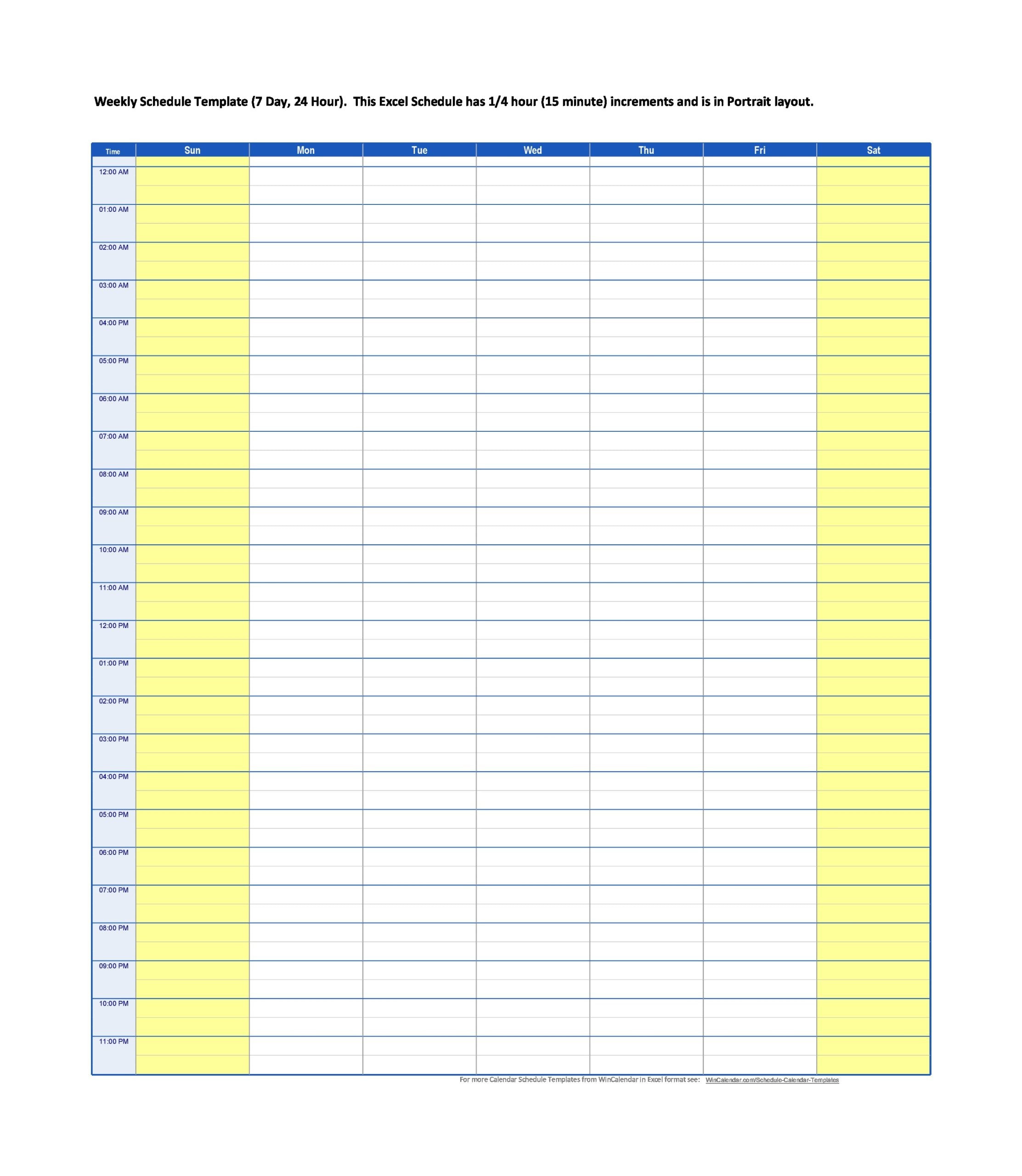 28 Free Weekly Schedule Templates [Excel, Word  Printable Weekly Calendars Excel