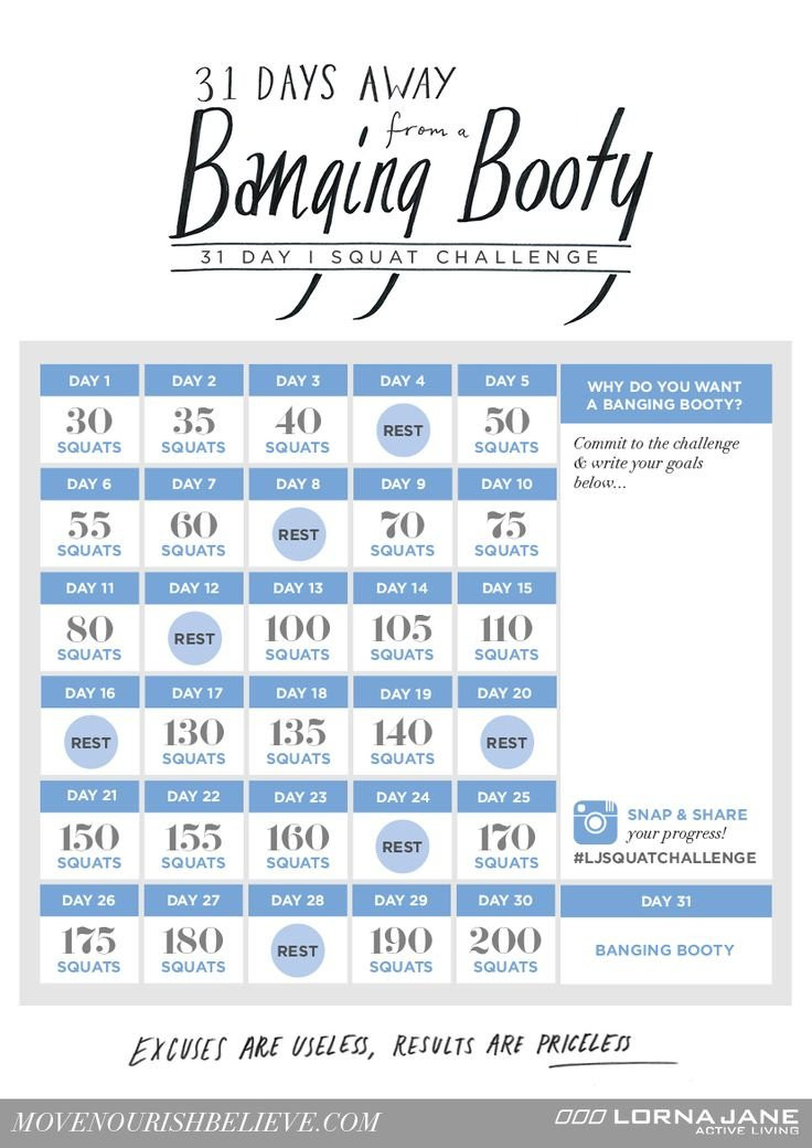 30 Day Squat Challenge Schedule Calendar :-Free Calendar  Fitness Challenge Calendars For Students Pdf