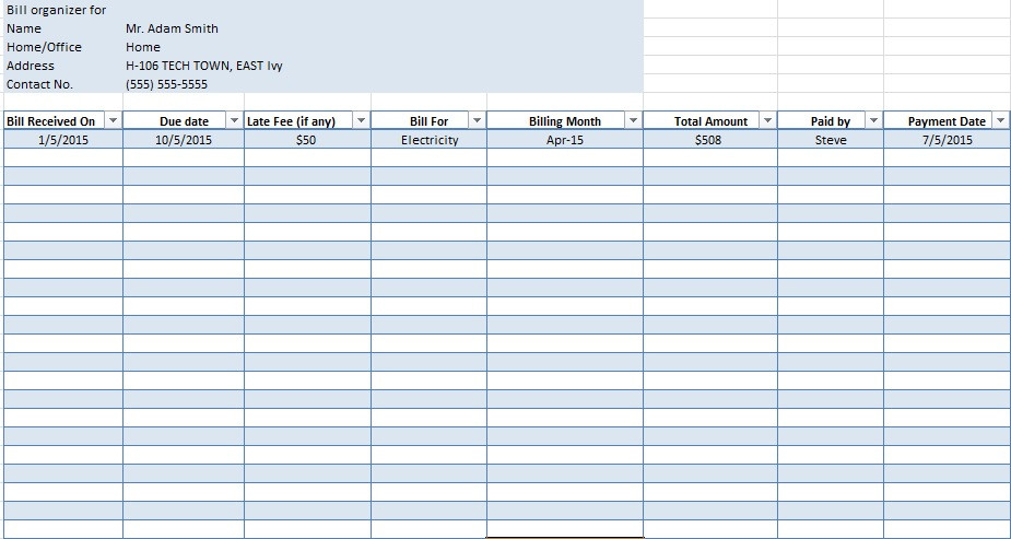 5+ Bill Payment Schedule Template, Pdf &amp; Word ~ Excel Tmp  Bill Pay Schedule Worksheet