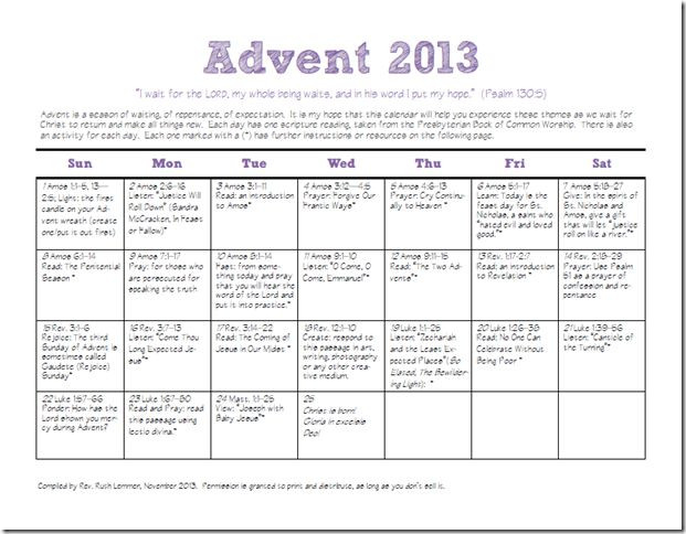 Advent Calendar. Free. Printable. Scripture And Activities  Free Church Calendar Template