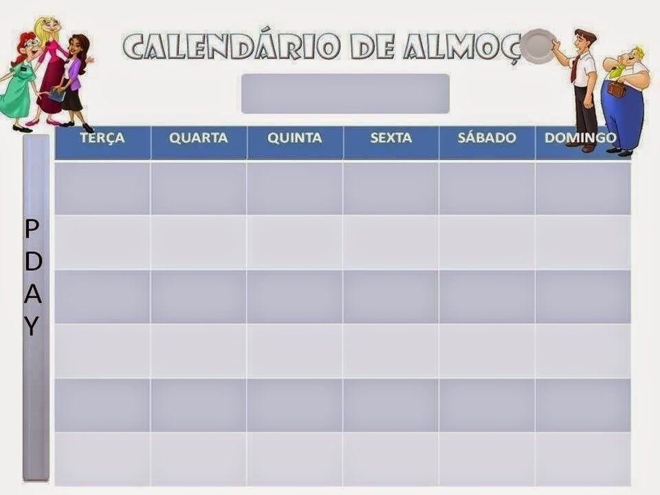 As Tontas Vão Ao Céu: Calendário De Almoço Missionário Sem  Calendario Meses Rancho Las Voces