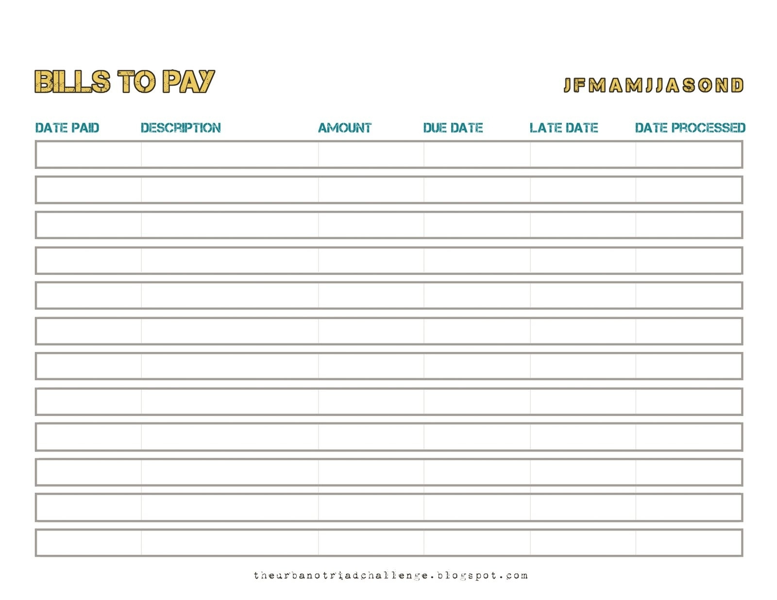 Blank Monthly Bill Payment Worksheet - Template Calendar  Free Monthly Bill Pay Sheet