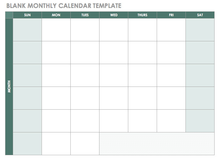 Blank Monthly Calendar Template - Printable Week Calendar  Blank Monthly Calendar Printable With Lines