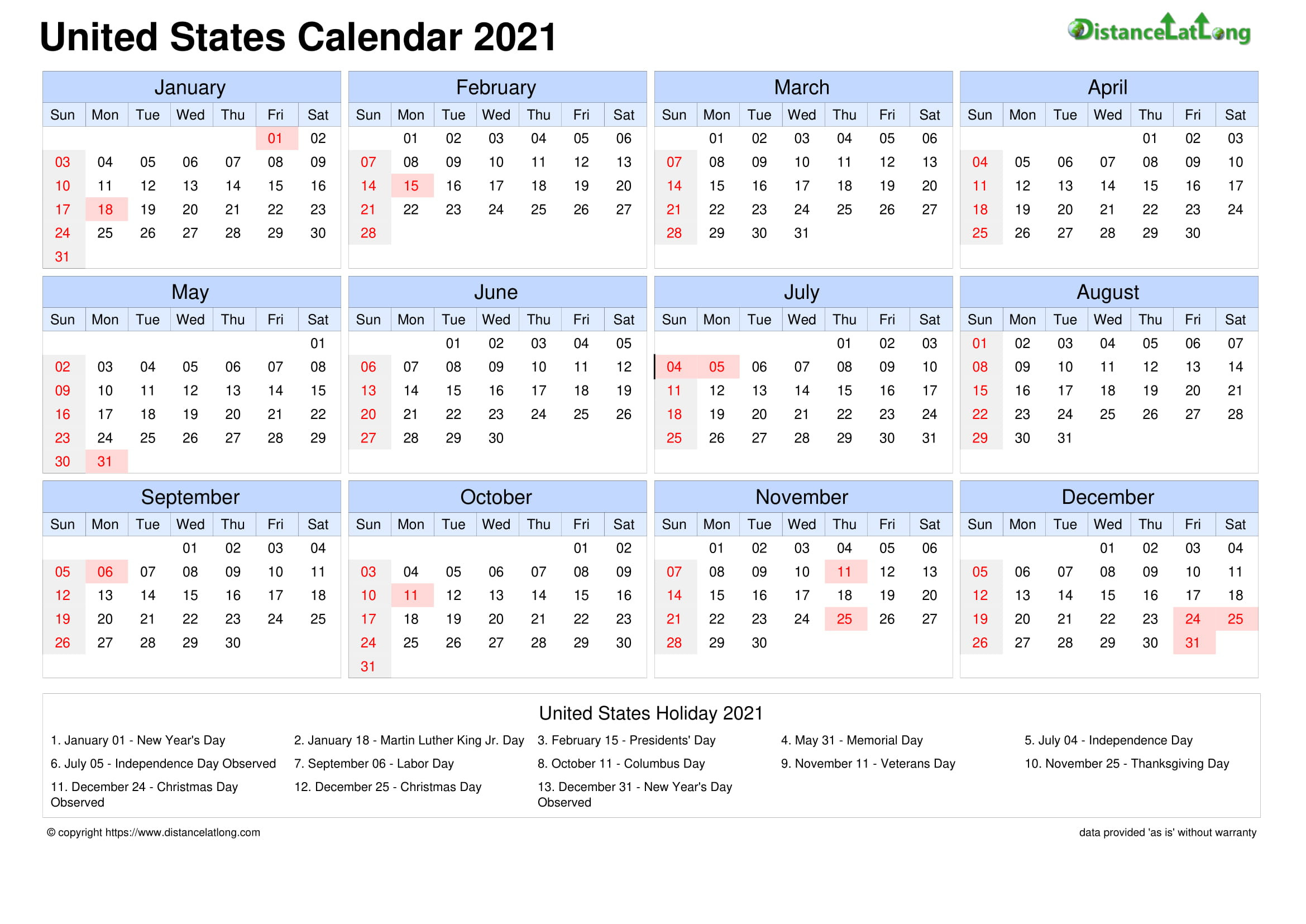 Stats Holidays Calender - Template Calendar Design