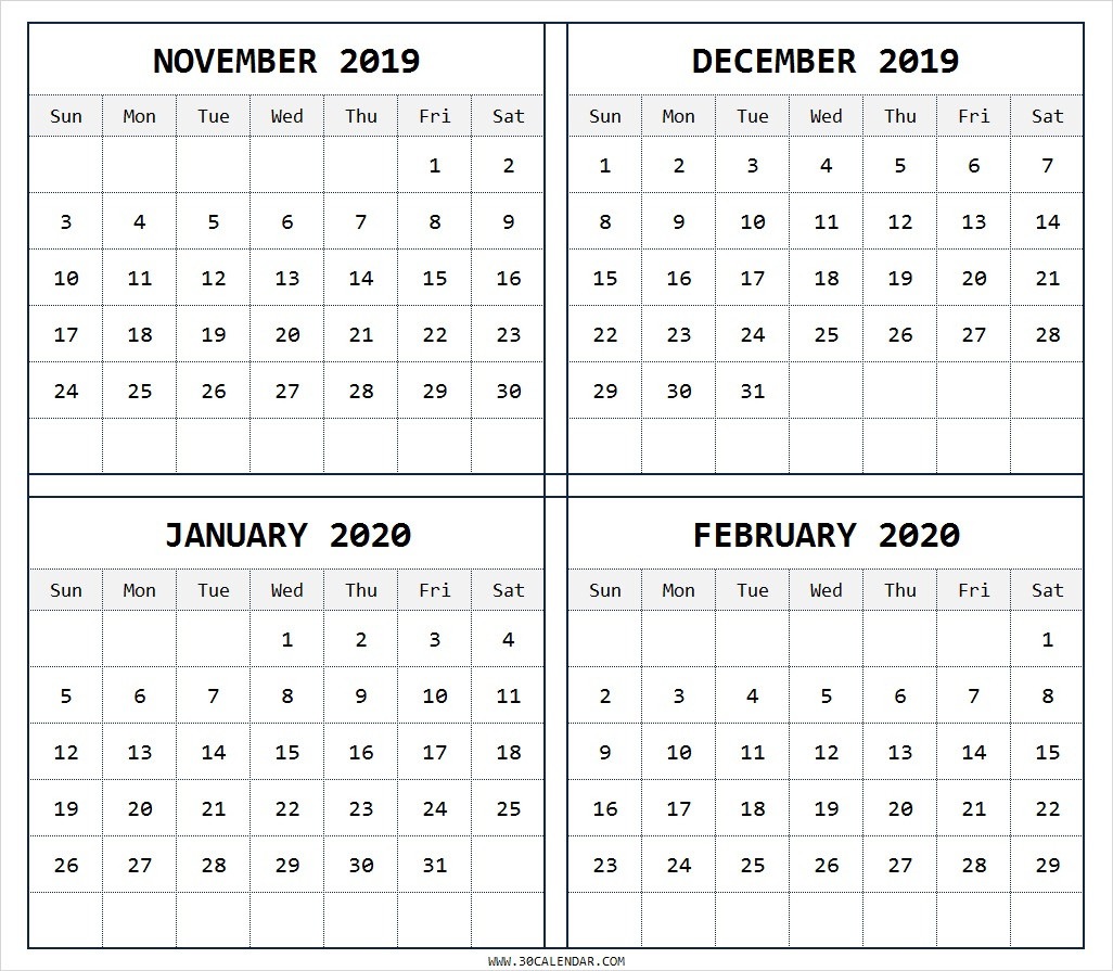 Calendar Printable Four Months 2020 | Example Calendar  Free Printable Calendar 4 Manth