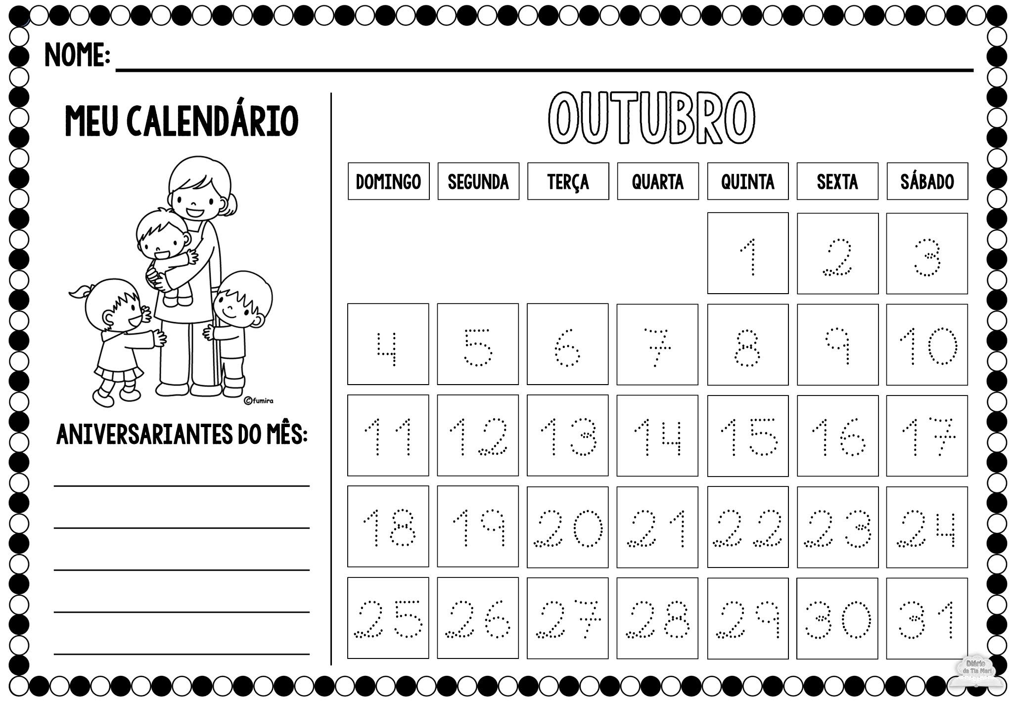 Calendário Da Turma - Outubro/2020 (Novo Modelo)  Calendario Meses Rancho Las Voces