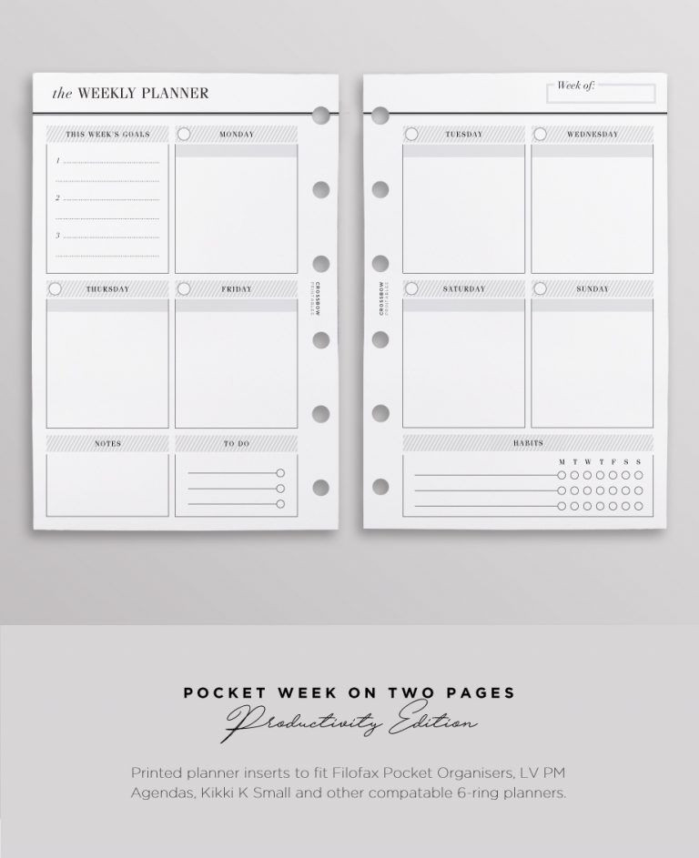 Crossbow Planner Co. | Planner Inserts, Organisation  Free Printable Pocket Size Calendars