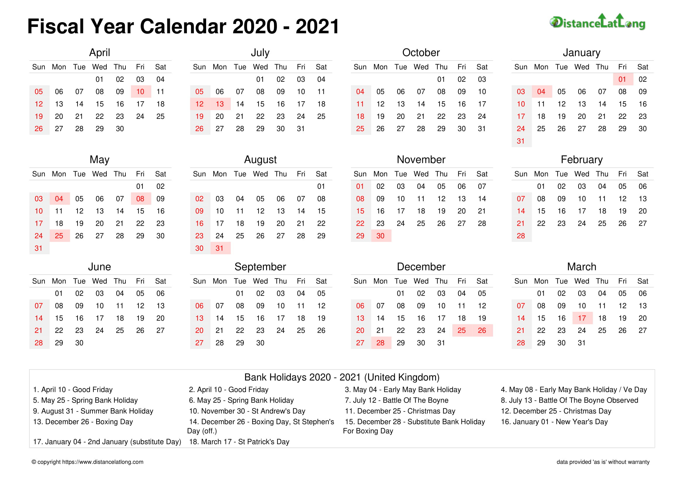 Fiscal Year Calendars Starting With July Template Calendar Design