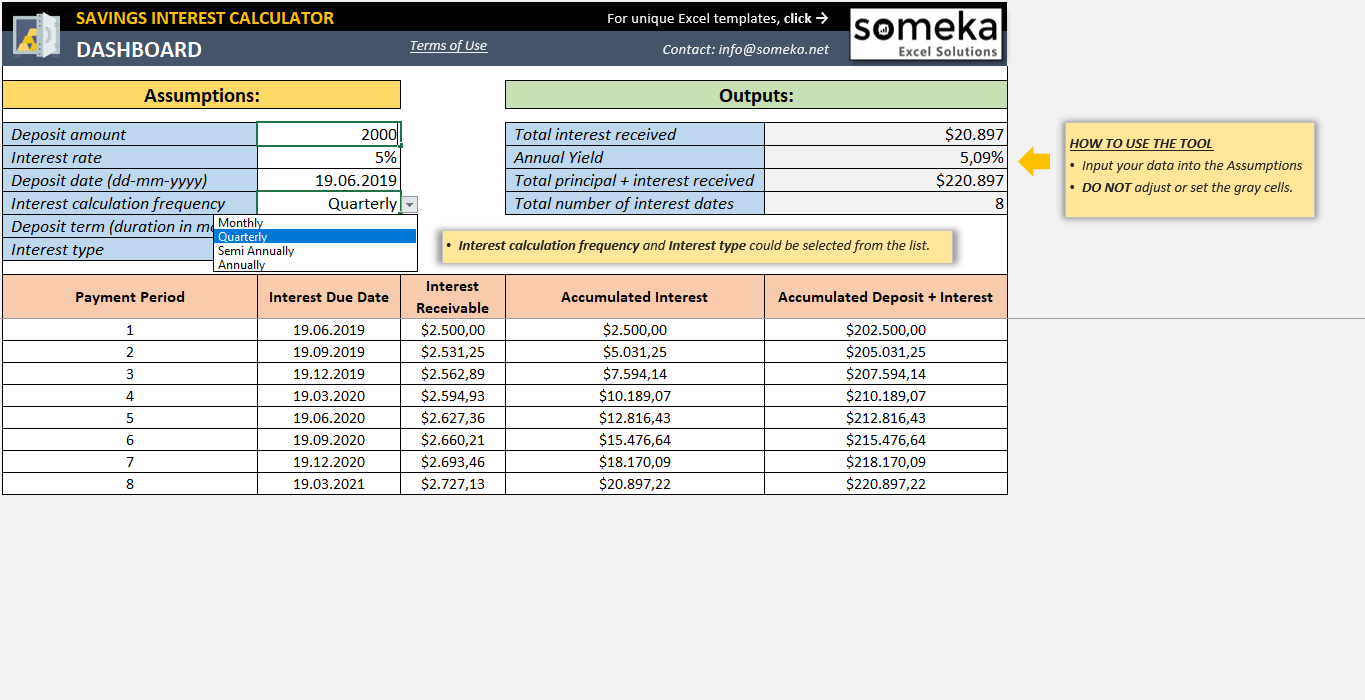 Excel Savings Interest Calculator - Simple &amp; Compound Interest  Depo Ahit Calculator