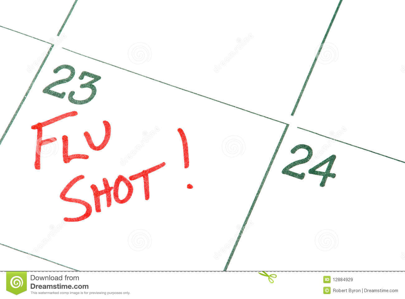 Flu Shot Stock Image. Image Of Appointment, Immune  Next Shot Date Printout