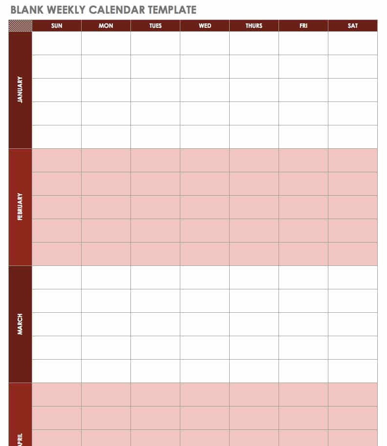 Free Excel Calendar Templates  Excel Weekly Calendar