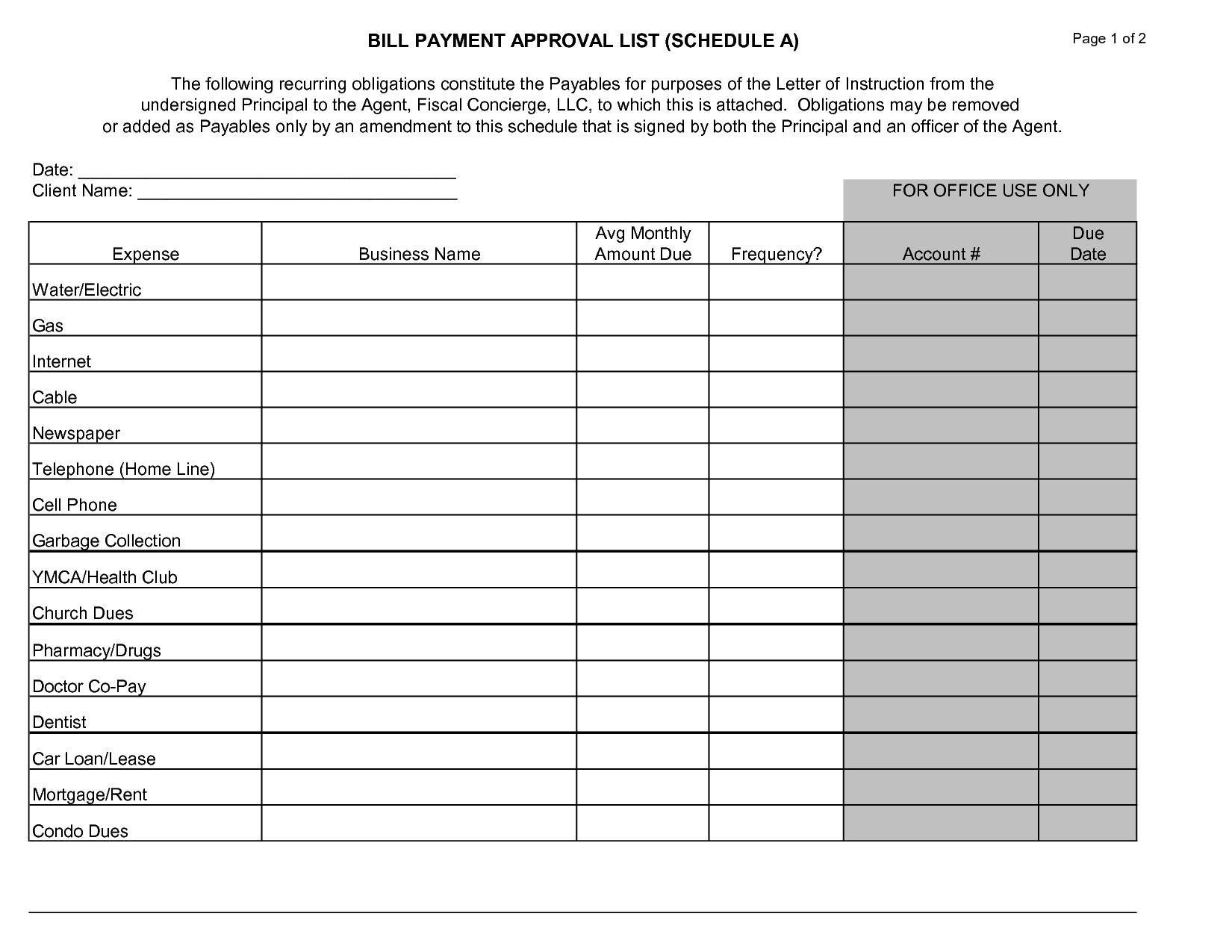 Free Printable Monthly Bill Chart | Calendar Template  Monthly Bill Payment Worksheet Pdf