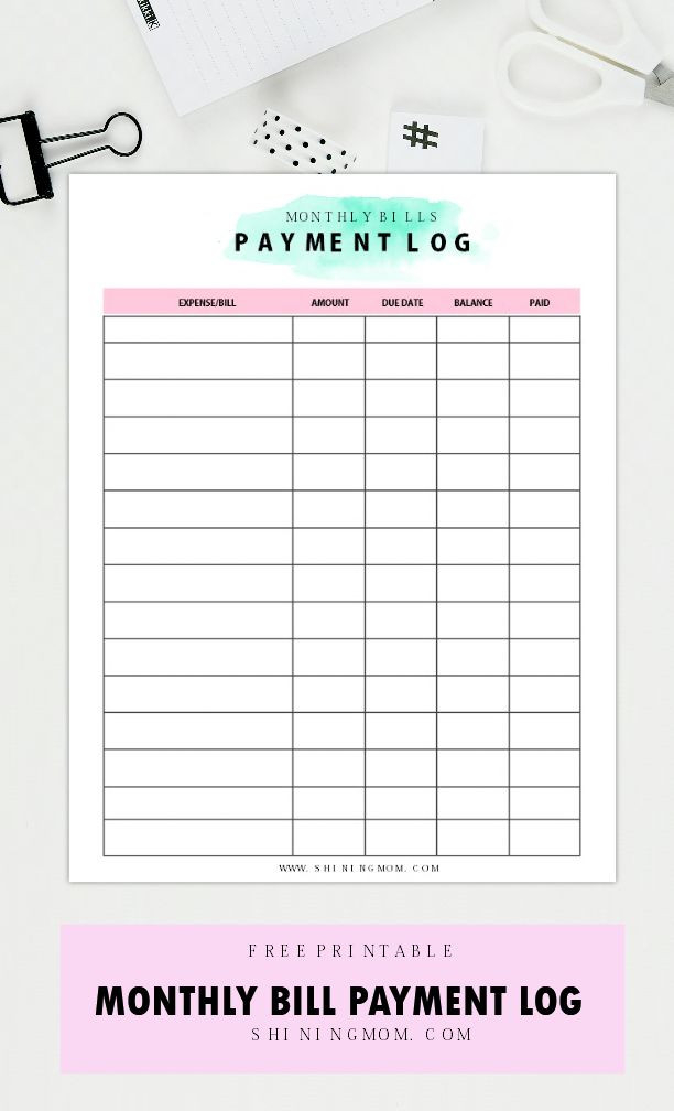 Free Printable Monthly Bills Organizer | Bill Payment  Bill Pay Organizer Printable Free