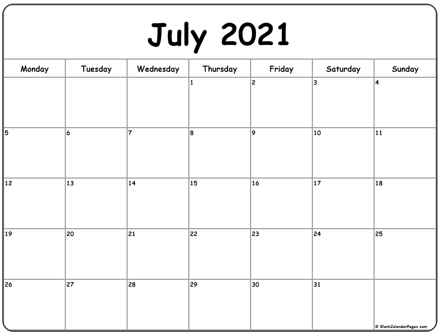 July Calendar 2021 | Free 2021 Printable Calendars  Fiscal Year Calendars Starting With July