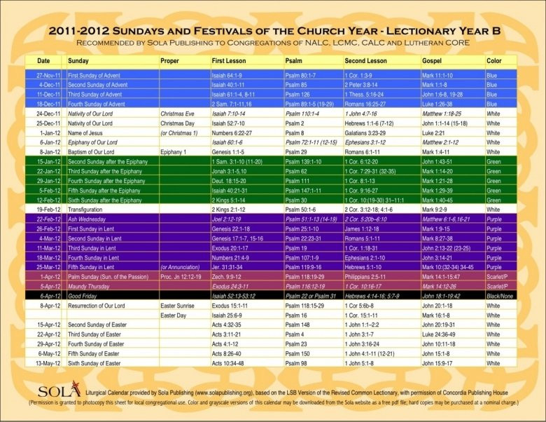 Liturgical Colors Calendar For Methodist :-Free Calendar  Free Church Calendar Template