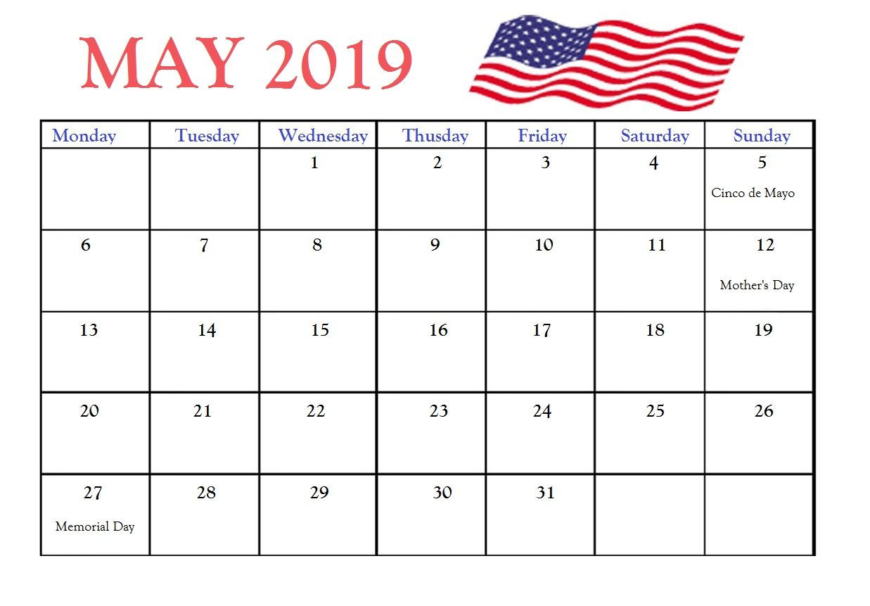May 2019 United States Holidays Calendar | Holiday  Stats Holidays Calender