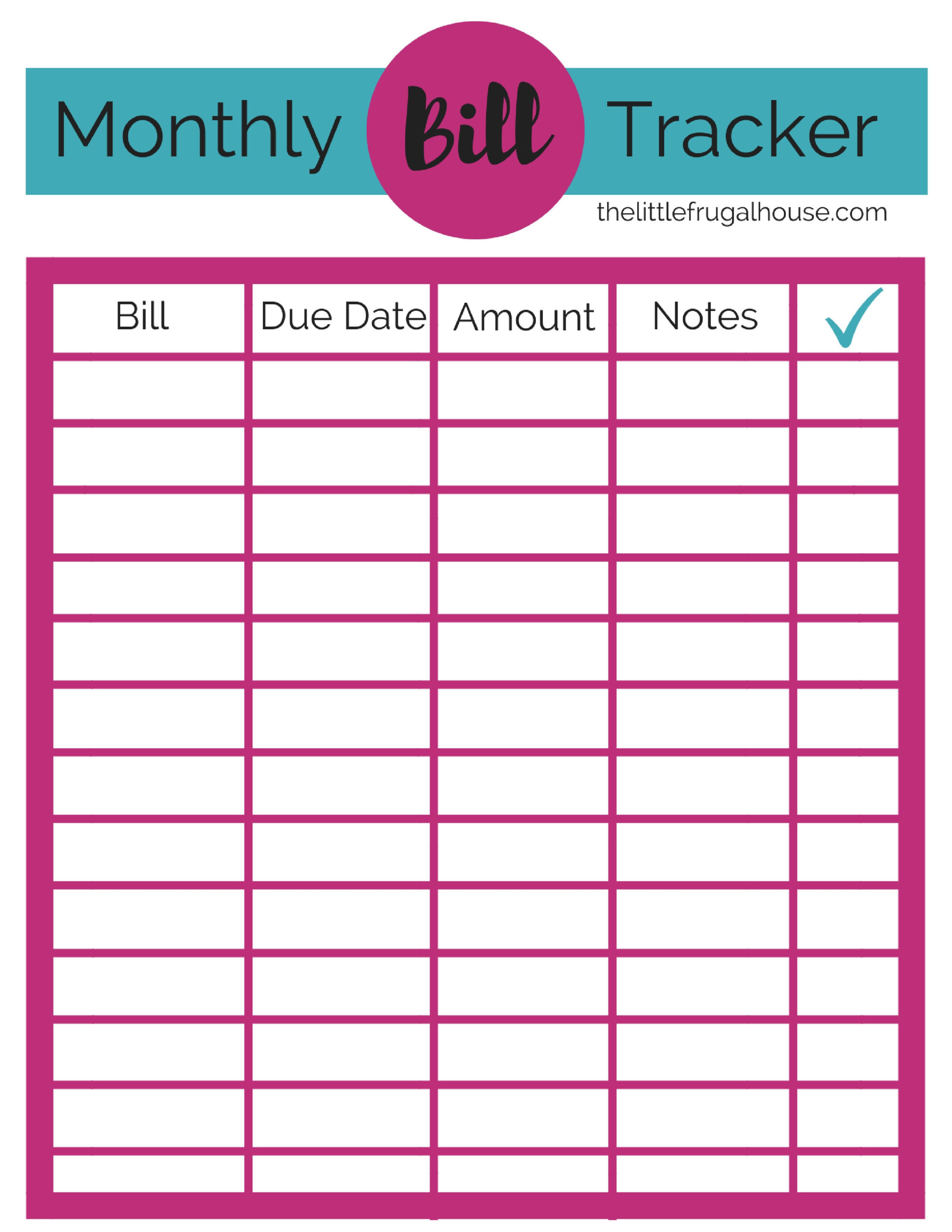 Bill Pay Organizer Printable Free Template Calendar Design