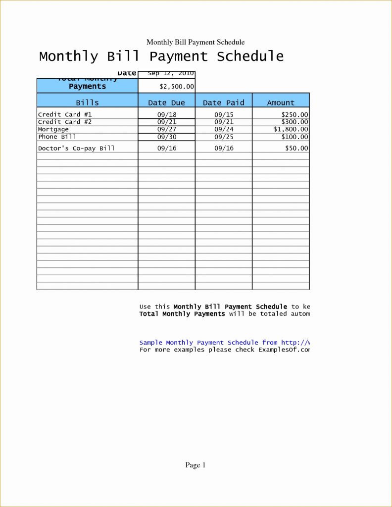 Monthly Payment Spreadsheet Pertaining To Free Bill Paying  Free Monthly Bill Pay Sheet