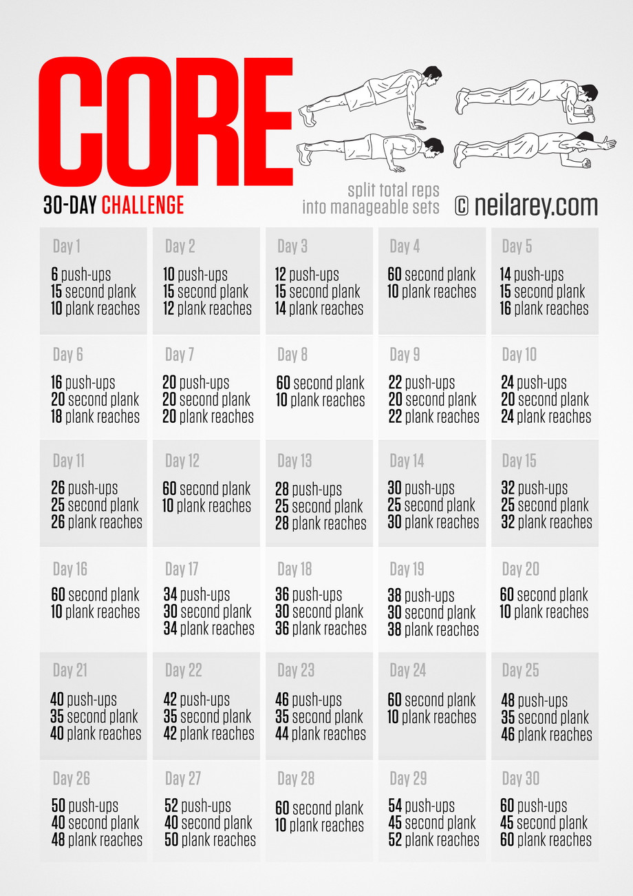 Neilarey Cardio &amp; Core 30-Day Challenge! — Myfitnesspal  Excercise Challenge Printable
