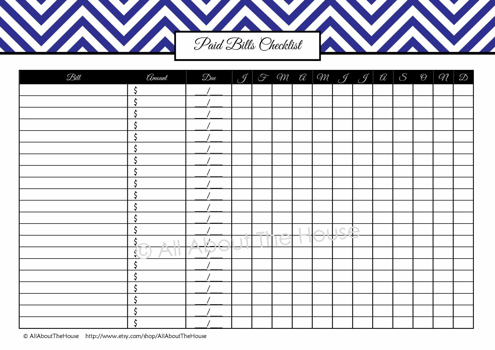 Online Bill Organizer Spreadsheet With Bills Organizer  Bill Pay Organizer Printable Free